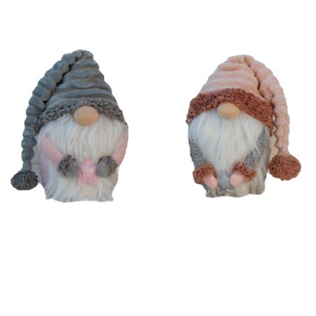 Palacedesigns 11 in. Fabric Christmas Gnome, Grey & Pink, 2PK PA3099914